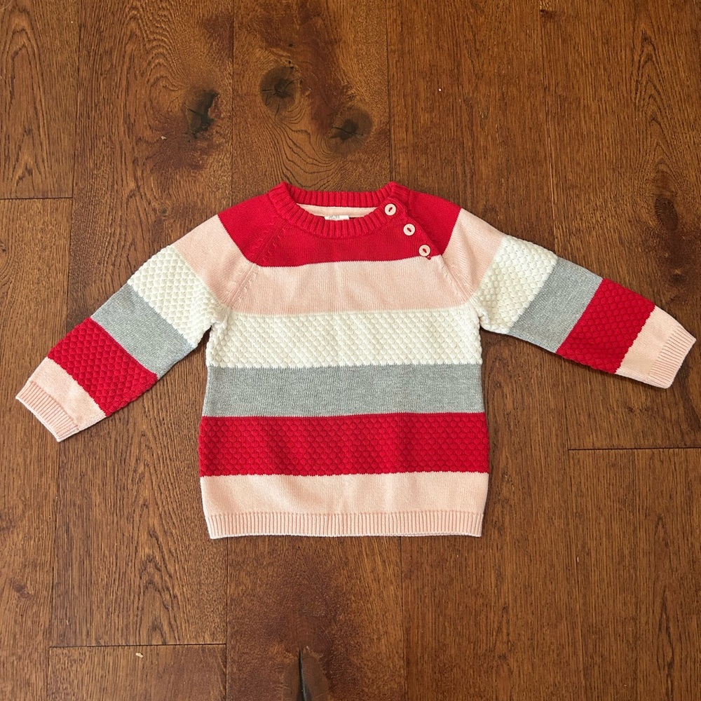 New never worn cotton 9-12 mos H&M Kids Striped Sweater - Red, Pink, Gray, White